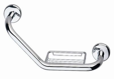 Photo de l'article INDA Barre d''appui coud�e s�rie  HOTELLERIE  avec panier