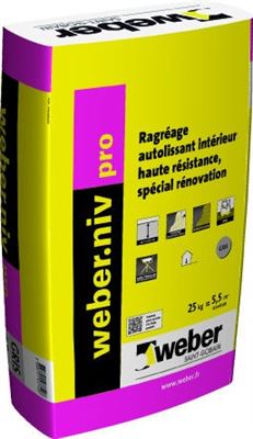 Photo de l'article WEBER Ragrage spcial rnovation de sols intrieurs WEBER.NIV PRO