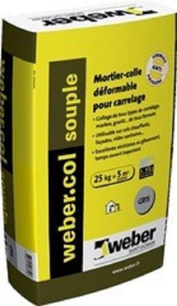 Photo de l'article WEBER Mortier - colle dformable pour carrelage (C2 et S1) - WEBER COLLE SOUPLE