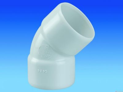Photo de l'article WAVIN Coude 45 couleur blanche PVC vacuation
