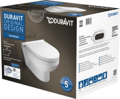 Photo de l'article DURAVIT Combi Pack WC suspendu  bride ouverte Durastlyle Basic RIMLESS 