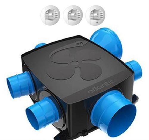 Photo de l'article ATLANTIC CLIM VENTIL Kit VMC hygrorglable piles Hygrocosy T3/T7 Hygro B avec 3 bouches