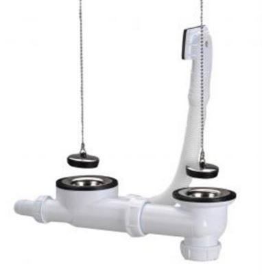 Photo de l'article NICOLL Vidage complet plastique pour vier inox 2 bacs - C5910