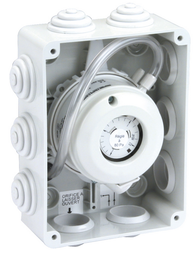 Photo de l'article ATLANTIC CLIM VENTIL Depr/g - pressostat 80 pa monte dans coffret pour caissons filtrant