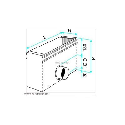 Photo de l'article ALDES Plnum en acier pour grille avec piquage sur le ct MEF3