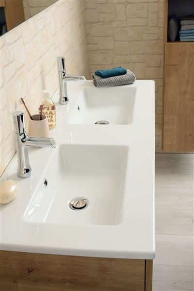 Photo de l'article SANIJURA Plan de toilette avec double vasque cramique blanche NOLITA (120 cm )