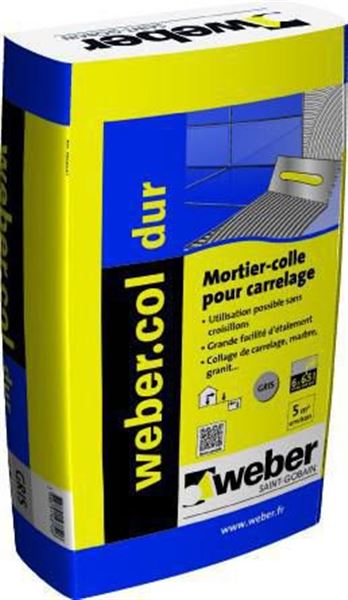 Photo de l'article WEBER Mortier-colle webercol dur pour carrelage poreaux - blanc - sac de 25 kg WEBER