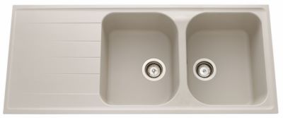 Photo de l'article J.S (AQUATOP) Evier Cristalite  encastrer 2 bacs, 1 gouttoir VIOLA