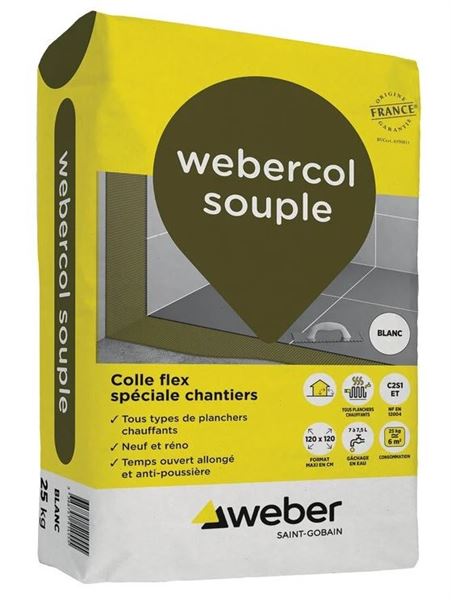 Photo de l'article WEBER Colle d�formable pour carrelage WEBERCOL SOUPLE