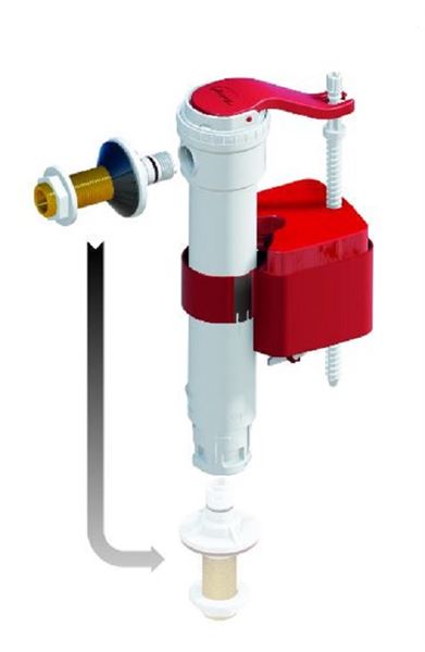 Photo de l'article DUBOURGEL Soupape DUAL 6 surverse centrale 3/6 litres et robinet SX � flotteur t�lescopique-