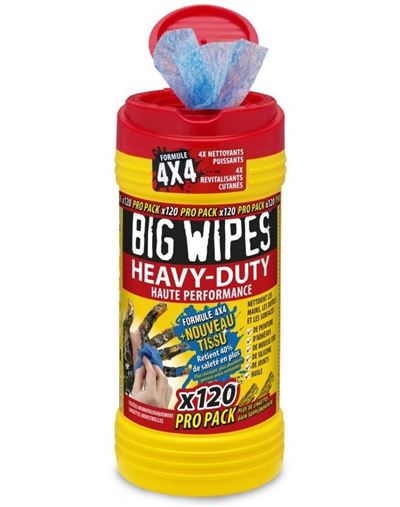 Photo de l'article BIG WIPES Tube de 120 lingettes industrielles HEAVY-DUTY
