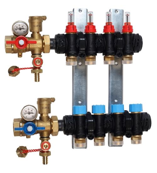 Photo de l'article GIACOMINI Kit collecteur en technopolym�re pr�mont� avec d�bitm�tres