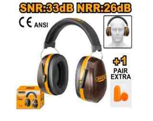 Photo de l'article INGCO Casque anti-bruits 33 dB + bouchons d''oreilles