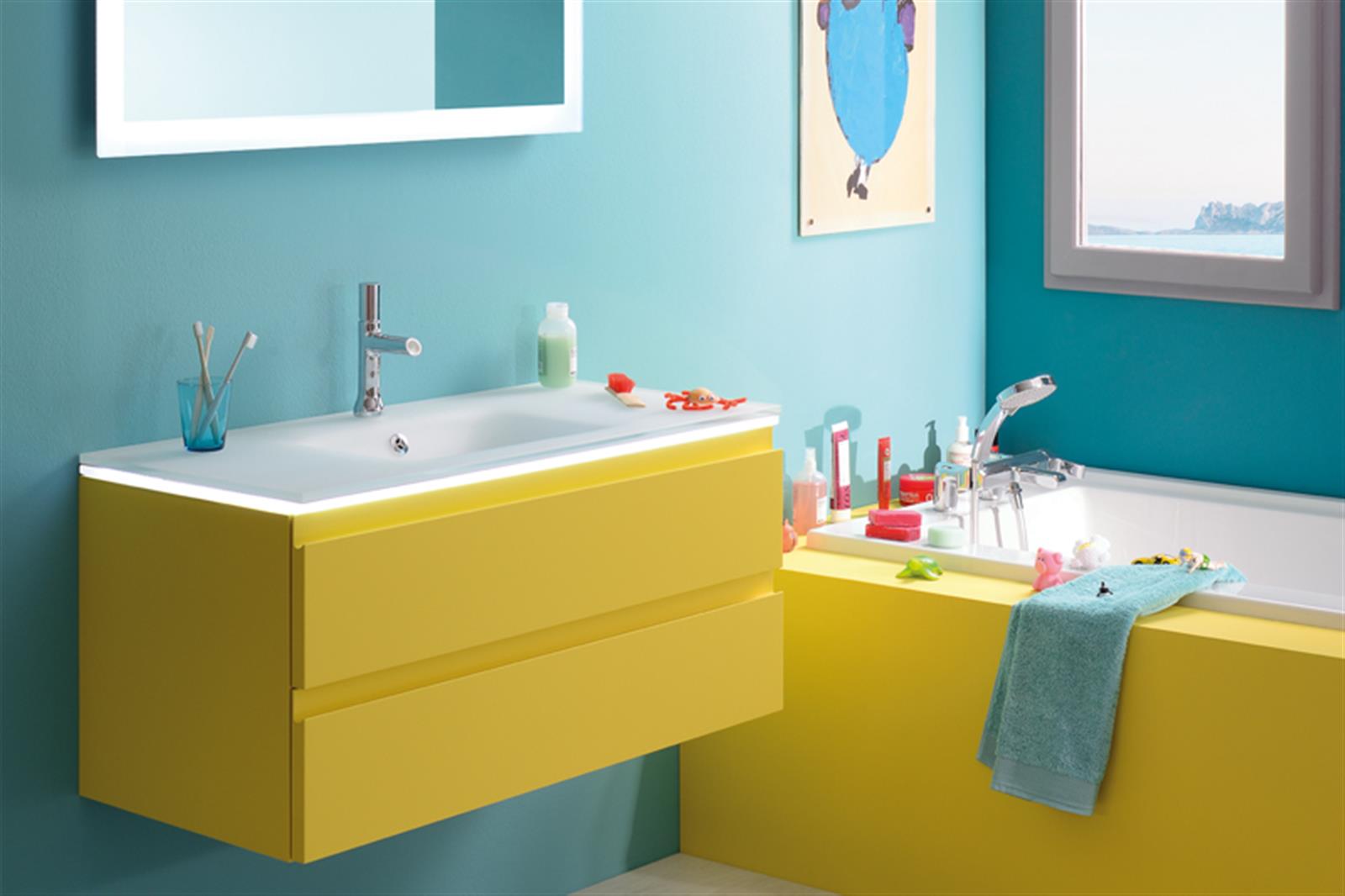 Photo de l'article SANIJURA Meuble sous vasque 4 tiroirs (140 cm) -  Poignes rapportes - HALO 2