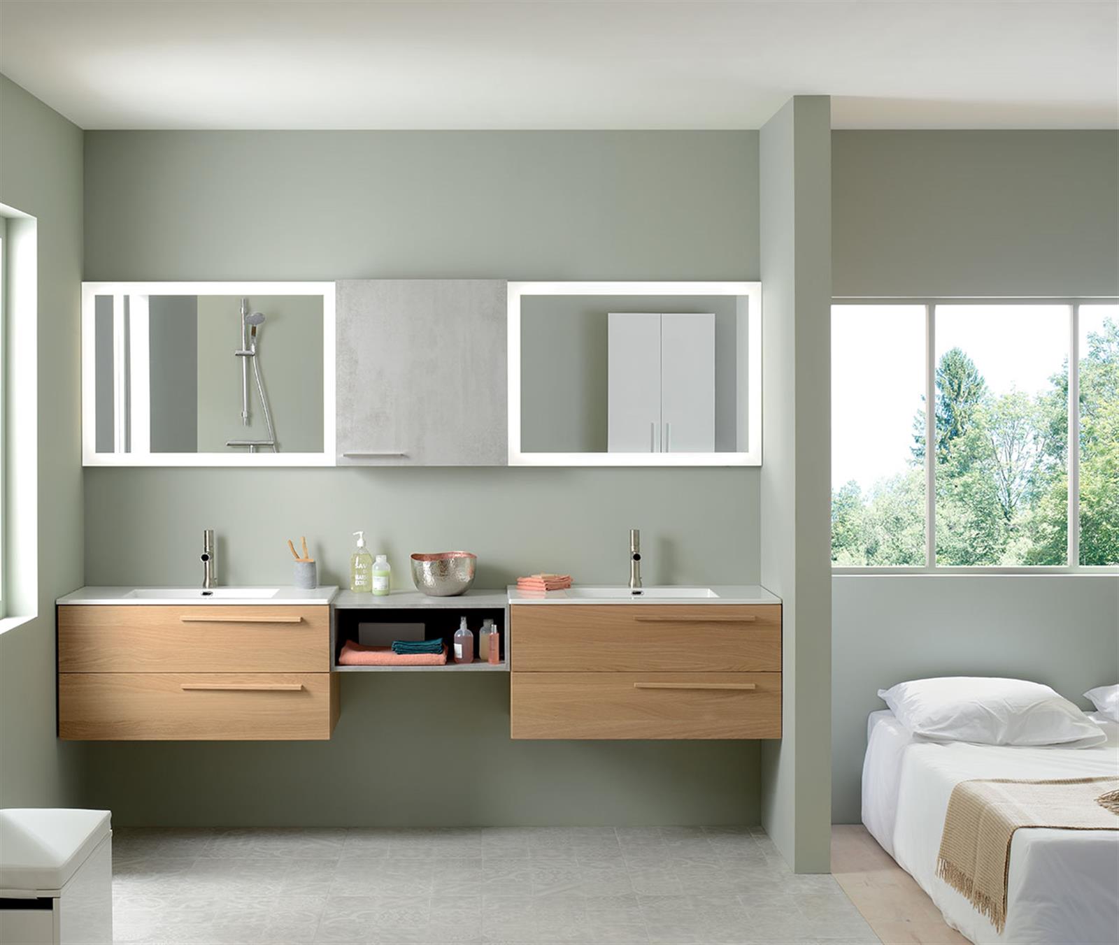 Photo de l'article SANIJURA Meuble sous vasque 4 tiroirs mlamin (140 cm) - Poignes rapportes - HALO 2