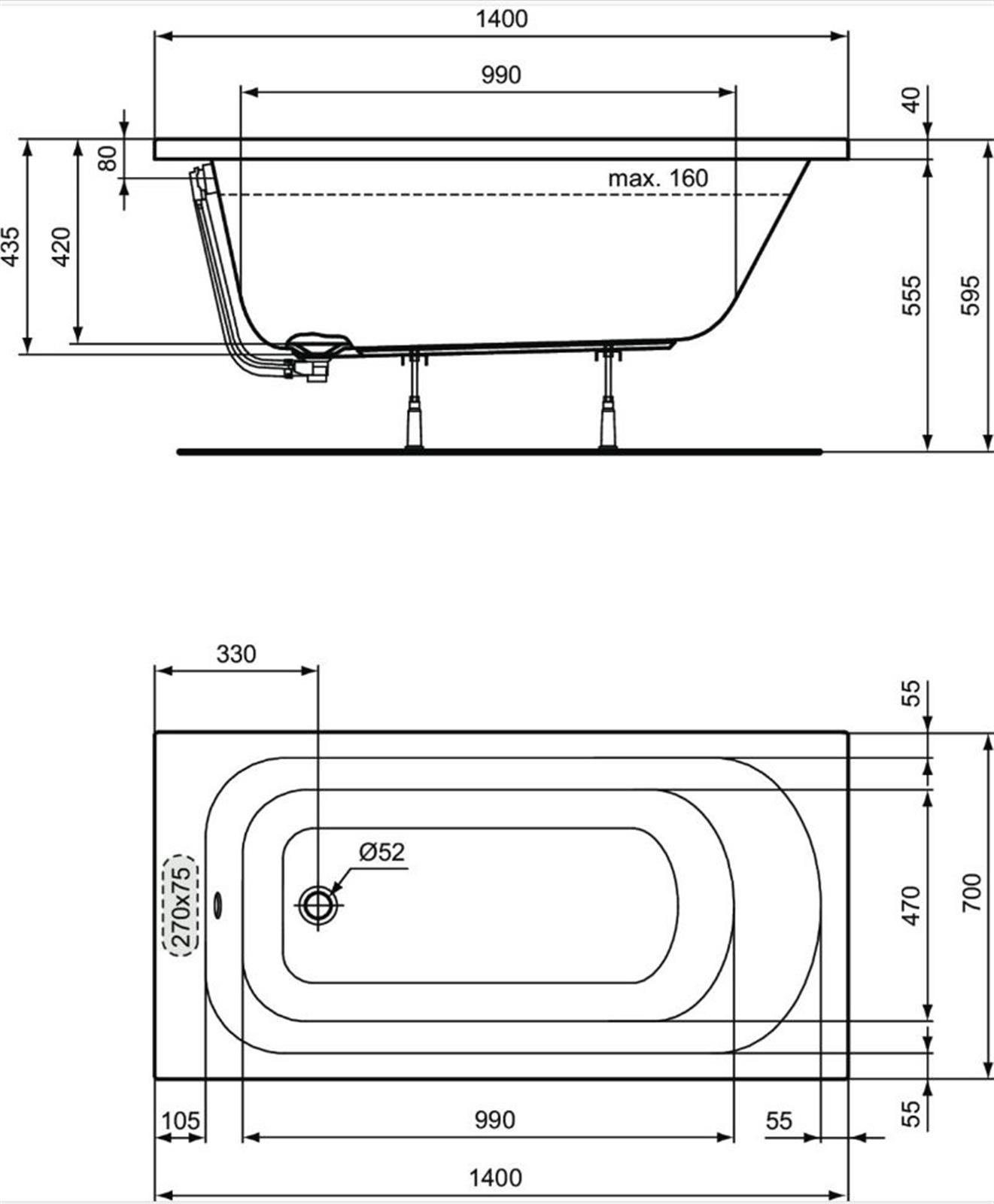 Photo de l'article PORCHER Baignoire rectangulaire ULYSSE 
