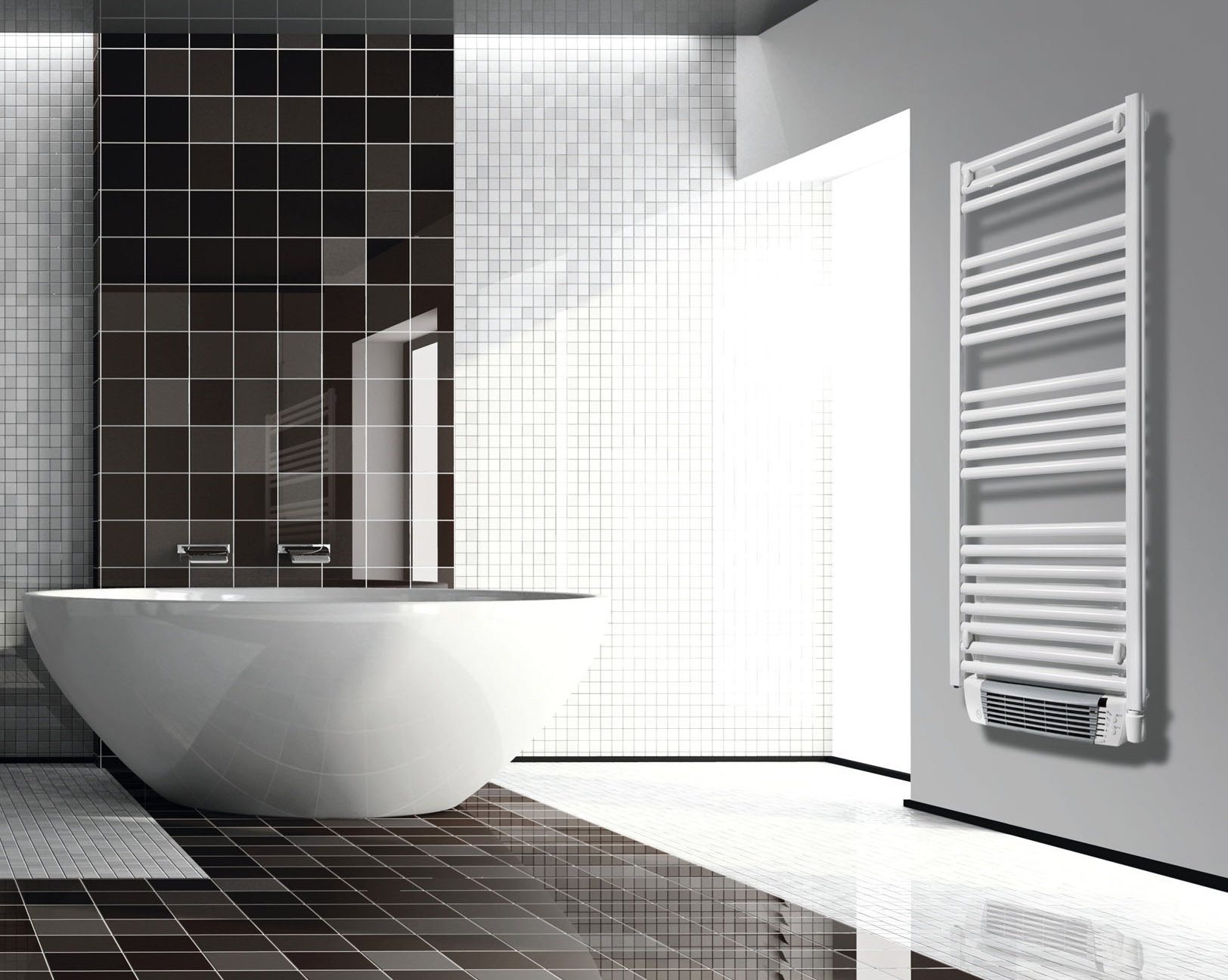 Photo de l'article Sanitaire-distribution Sche-serviettes cintr lectrique + soufflerie DOMAO 100