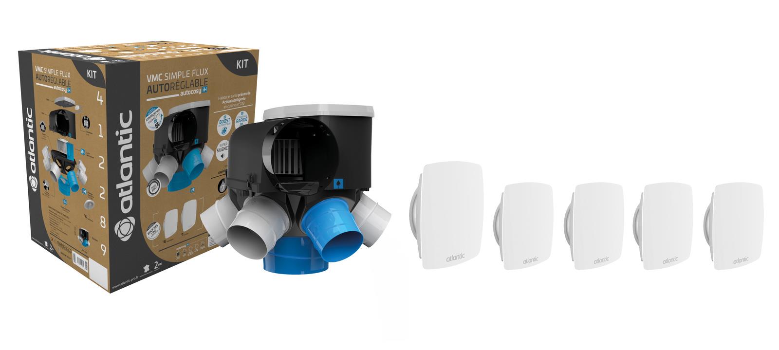 Photo de l'article ATLANTIC CLIM VENTIL Kit VMC Autocosy iH - Simple flux autorglable Avec 5 bouches Line