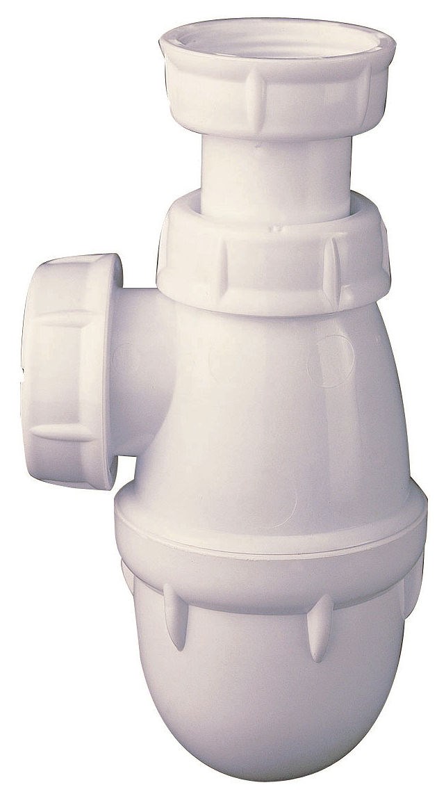 Siphon évier plastique - Diamètre sortie: 40 mm - Garde d'eau: 50 mm - Hauteur réglable: de 137 à 17