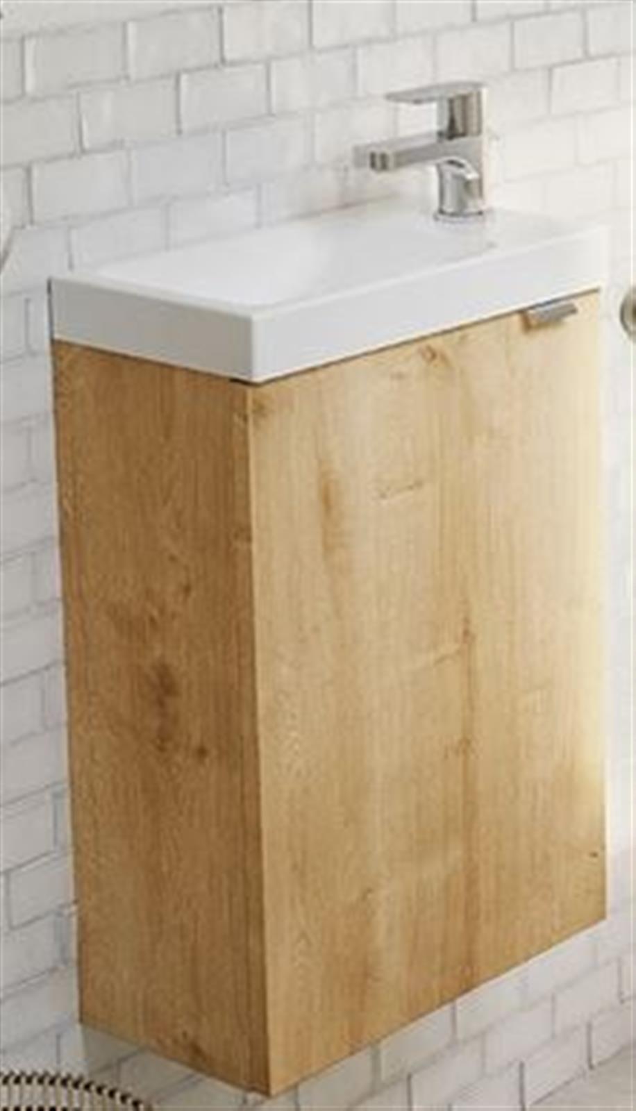 Lave-mains meuble - une porte réversible - Longueur 40 cm - Profondeur 22 cm - Hauteur 56 cm - Cotta