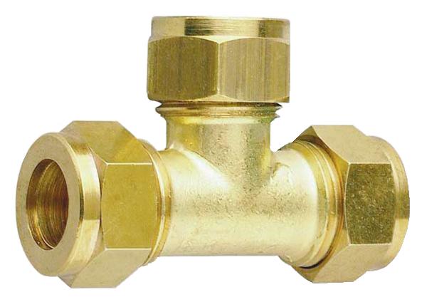 Té bicône égal laiton - Diamètre : 16