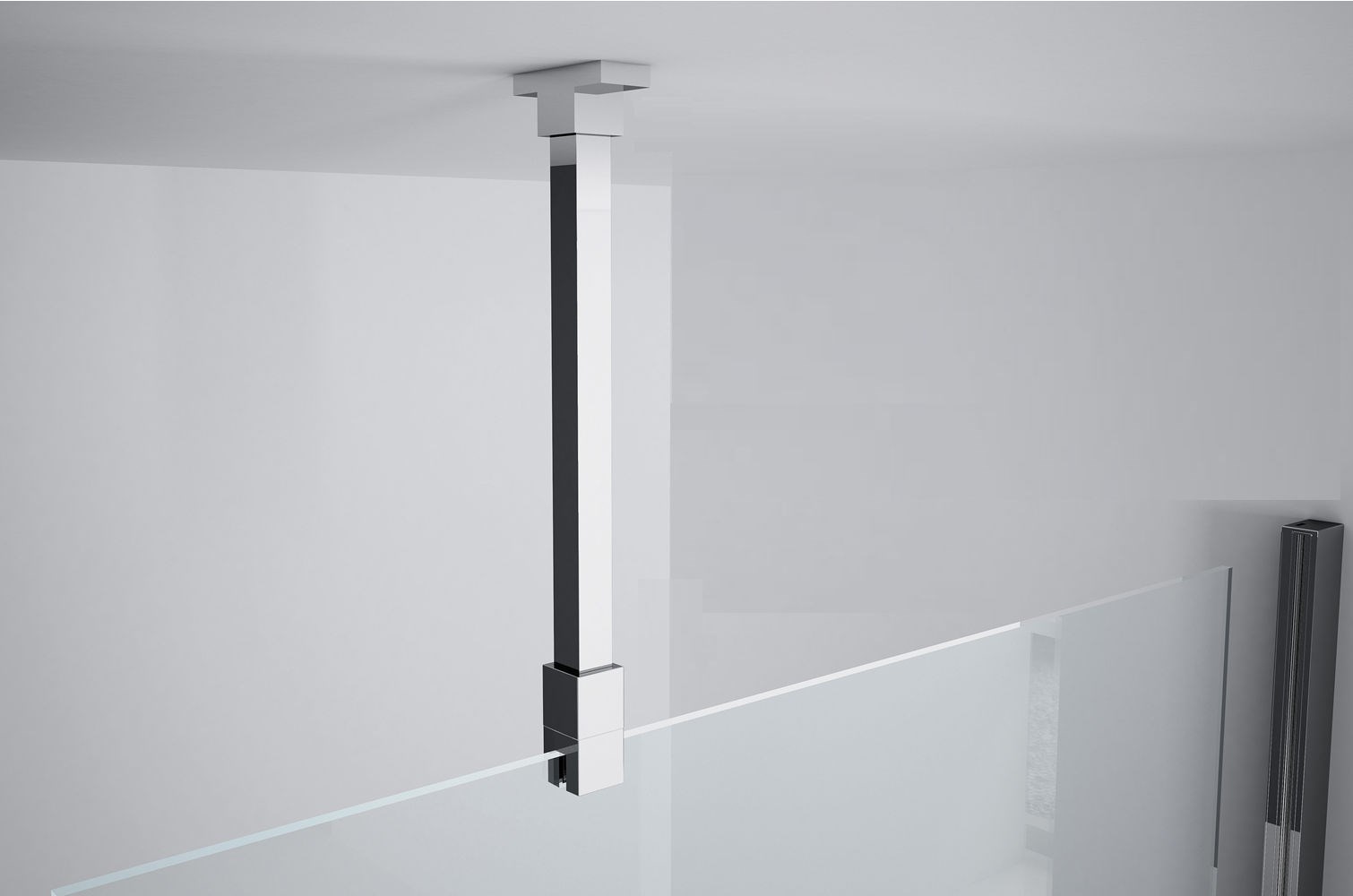 Kit de fixation plafond pour paroi de verre 6 et 8 mm - Chromé