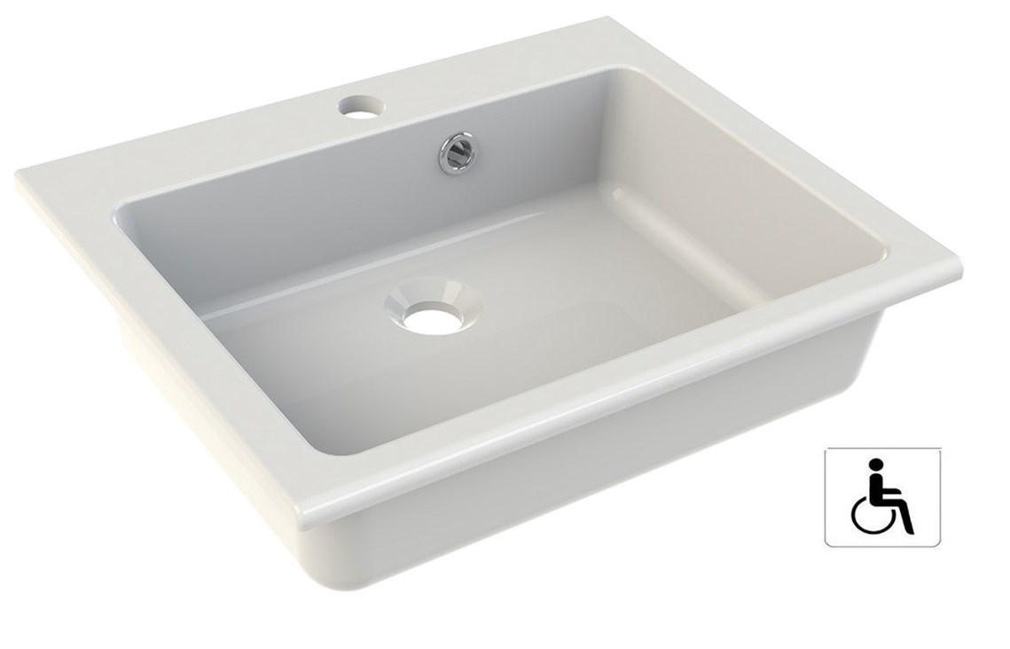 Vasque à encastrer adaptée PMR - Dimensions : 50 x 40 cm - Couleur : blanc