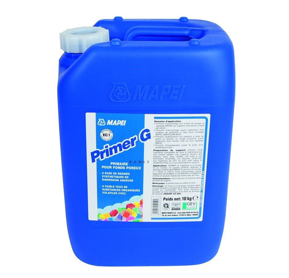 Primaire d'adhérence pour supports absorbants PRIMER G - Le bidon de 25 litres