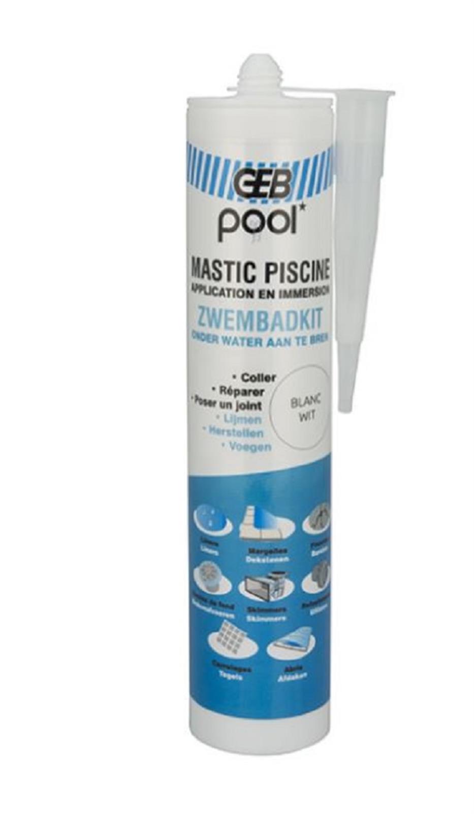 Mastic piscine qualité professionnelle - Cartouche de 290 ml - Coloris: blanc