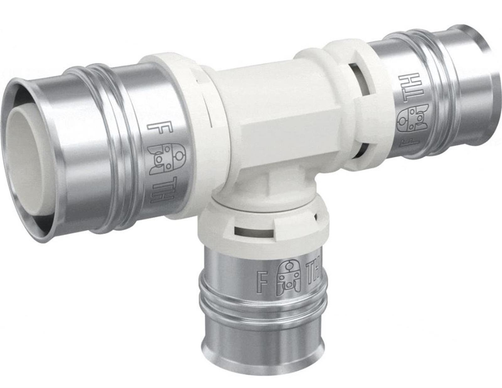 Te+multicouche+à+sertir+reduit+avec+sortie+centrale+augmentee+ALPEX+DUO+XS+-+Ø+20-26-20mm