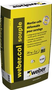 WEBER Mortier-colle dformable Webercol souple - blanc - sac de 25 kg
