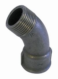 Sanitaire-distribution Coude   45 mle-femelle N40 Fonte Noire