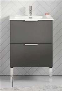 DOMAO - ECOWATER Meuble bas pour simple vasque 2 tiroirs 58 cm DOMAO 100