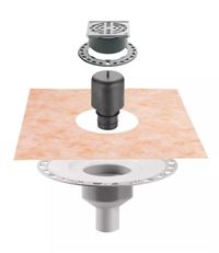 Photo du produit  Kit complet pour �vacuation sortie verticale avec siphon int�gr� et grille DESIGN 1 CLASSIC KERDI DRAIN