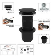 Autre photo du produit Bonde universelle lavabo DIGICLIC avec clapet noir et intercalaire ABS 
