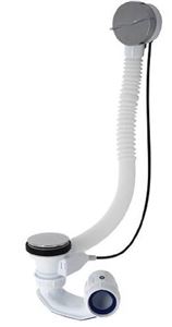 Vidage De Baignoire à Câble 650mm - Volant ABS Chromé, Siphon Orientable 360° - Débit 51 L/min, Sortie 40 Mm
